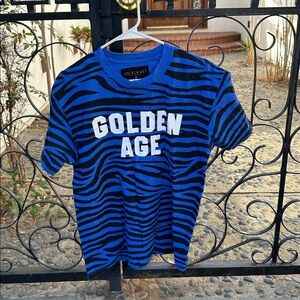 Golden Age Blue Zebra Print T-Shirt
